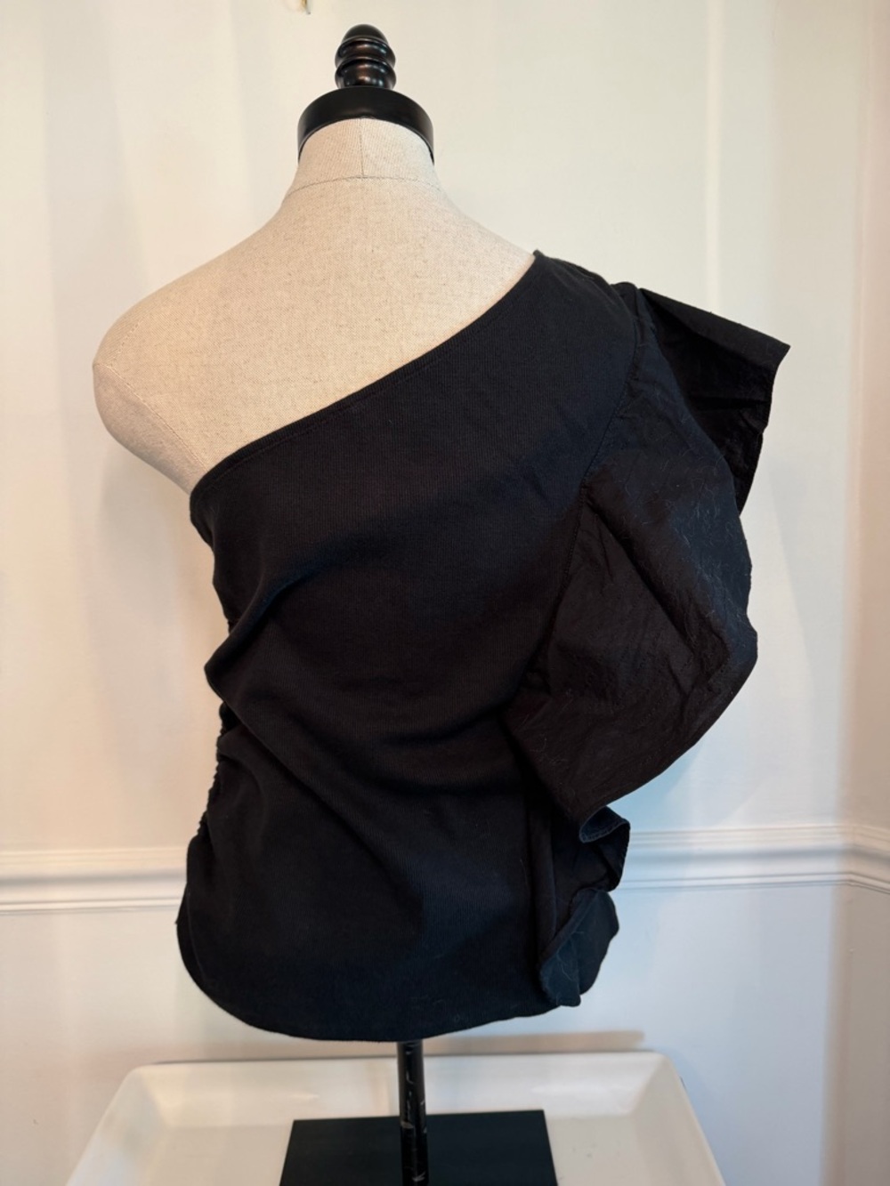 Anthropologie One-Shoulder Black Top - Size L - Picture 8 of 9